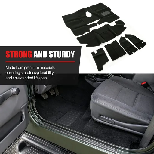 6 Piece Floor Mat Set For 1997-2006 Jeep Wrangler TJ Carpet Kit Black