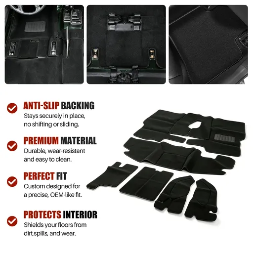 6 Piece Floor Mat Set For 1997-2006 Jeep Wrangler TJ Carpet Kit Black