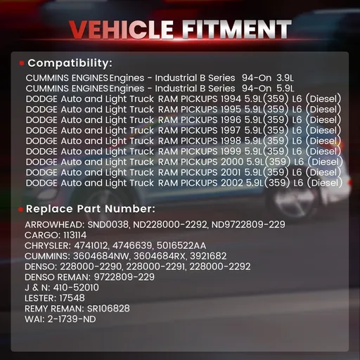 Starter For 1994-2002 Dodge Ram Pickup Truck Cummins Diesel 5.9L 17548