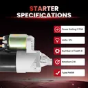 Starter For Chevy Tracker 1990 1991 1998 2001 2002 1.6L Manual Trans 17194