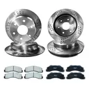 Drilled Slotted Brakes Rotors With Ceramic Brake Pads Replacement For 1999-2007 Chevy Silverado 1500 12 inch Front And 13.46 inch Rear