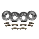 Drilled Slotted Brakes Rotors With Ceramic Brake Pads Replacement For 2001-2010 Chevy Silverado 2500HD 12.8 inch Front and 13 inch Rear