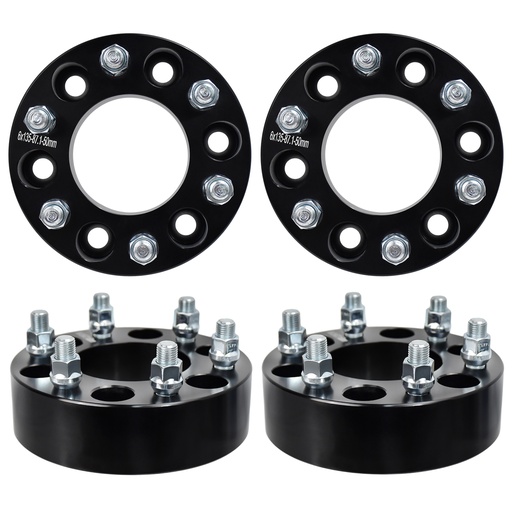 6x135 Wheel Spacers 2 inch 87mm Hub Bore M14x2.0 Studs For Ford F150 Expedition 2004-2014 Black 4pcs