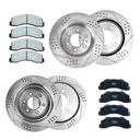2003-2009 Toyota 4Runner FJ Cruiser Front Rear Drilled And Slotted Brake Rotors Included Ceramic Pads