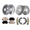 1998-2002 Toyota Corolla Front Rear Drilled Slotted Brake Rotors Ceramic Brake Pads Rear Brake Drum Shoes