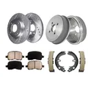 1998-2002 Toyota Corolla Front Rear Drilled Slotted Brake Rotors Ceramic Brake Pads Rear Brake Drum Shoes