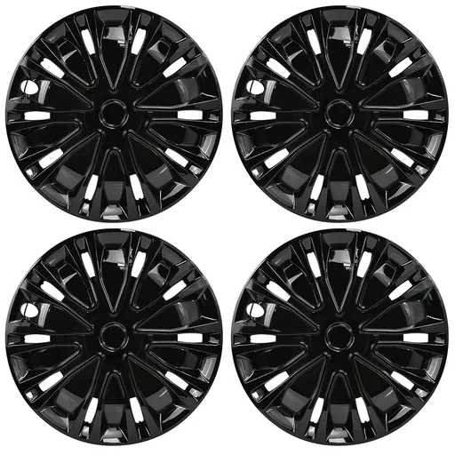 Wheel Trim 4x15 Inch Black Wheel Covers Snap On Full Hub Caps For