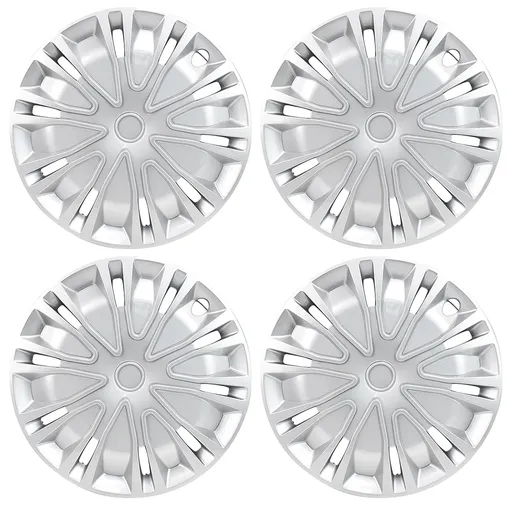 15 inch Wheel Covers Full Rim Snap On Hub Caps For R15 Tire & Steel Wheels Set of 4 Silver BK Style