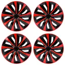 16 inch Wheel Covers Full Rim Snap On Hub Caps For R16 Tire & Steel Wheels Set of 4 Black And Red TT Style