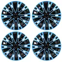 15 inch Wheel Covers Full Rim Snap On Hub Caps For R15 Tire & Steel Wheels Set of 4 Black And Blue BK Style