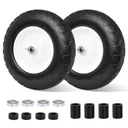 2pcs 15x4.80 4.00x8 Flat Free Tire And Wheel With 3"-7.2" Centered Hub 3/4" Bearings For Wheelbarrow Hand Truck Wagon