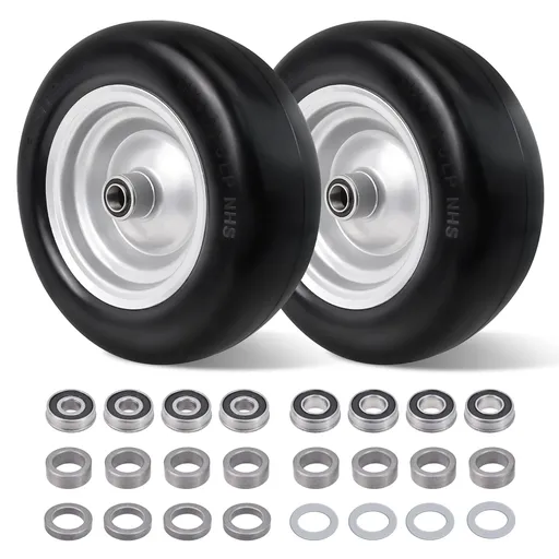 2pcs 11x4x5 Flat Free Tire And Wheel With 3.4"-5.98" Centered Hub 1/2" or 5/8" Bearing For Zero Turn Mowers