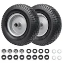 2pcs 13x5x6 Flat Free Tire And Wheel With 3.3" Hub 3/4" Bearing For Lawn Mower Garden Tractor