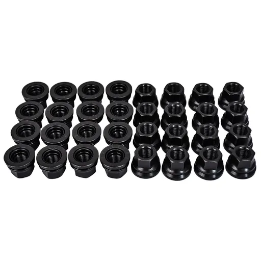 14 x 1.5 Black Flat Seat Open End Lug Nuts For Ford F250 F350 Super Duty 32pcs