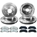Drilled Slotted Brakes Rotors With Ceramic Brake Pads Replacement For 2001-2006 Chevy Silverado GMC Sierra 1500 12 inch Front And 13.86 inch Rear
