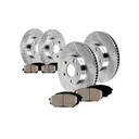Drilled Slotted Brakes Rotors With Ceramic Brake Pads Replacement For 2007-2017 Jeep Wrangler 11.89 inch Front And 12.44 inch Rear