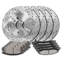 Drilled Slotted Brakes Rotors With Ceramic Brake Pads Replacement For 2012-2017 Dodge Grand Caravan Journey Chrysler Town And Country 12.99 inch Front And 12.91 inch Rear