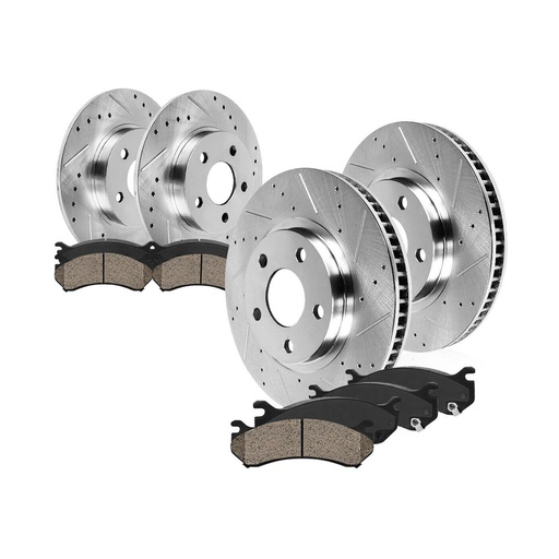 2012-2017 Dodge Grand Caravan Journey Front Rear Drilled And Slotted Brake Rotors Included Ceramic Pads