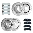 Drilled Slotted Brakes Rotors With Ceramic Brake Pads Replacement For 2008 2009 2010 Nissan Titan Infiniti QX56 13.78 inch Front And 12.58 inch Rear