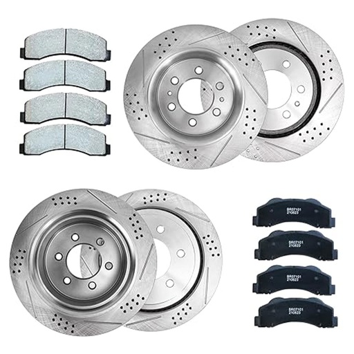 2008 2009 2010 Nissan Titan Infiniti QX56 Front Rear Drilled And Slotted Brake Rotors Included Ceramic Pads