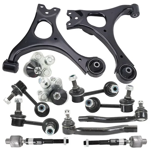 Front Suspension Kit Control Arms Replacement For 2006-2011 Honda Civic Non-Si Model Tie Rod Ends And Ball Joints 12pcs