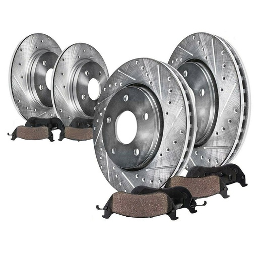 2007-2013 Nissan Altima Front Rear Drilled And Slotted Brake Rotors Included Ceramic Pads