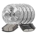 Drilled Slotted Brakes Rotors With Ceramic Brake Pads Replacement For 2006-2010 Chevy Impala 11.93 inch Front And 10.94 inch Rear
