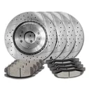 Drilled Slotted Brakes Rotors With Ceramic Brake Pads Replacement For 2002-2005 Chevy Trailblazer GMC Envoy 12 inch Front And 12.8 inch Rear