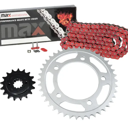 [203-SP029-O525-122-RD] Red O Ring Chain And Sprockets Set For Honda Shadow Spirit 750 VT750DC 2001-2007