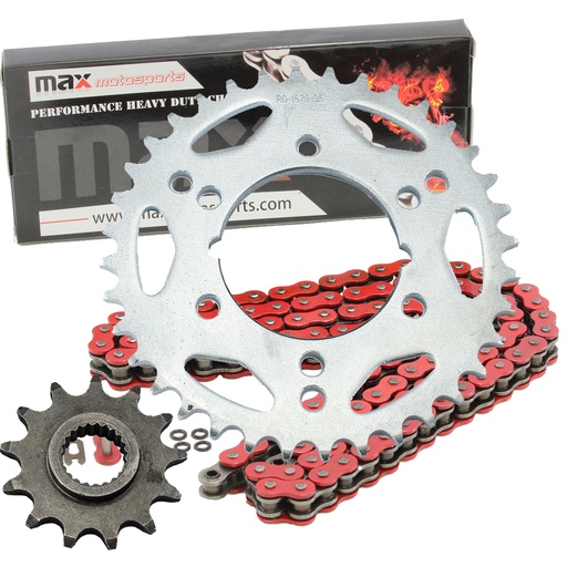 [203-SP030-O520-76-RD] Red O Ring Chain And Sprockets Set For 1998-2009 Polaris Scrambler 500