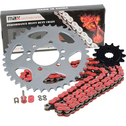 [SP09137-O520-96-RD] Red O Ring Chain And Sprockets Set For 2004-2008 Suzuki LTZ 400 Quadsport