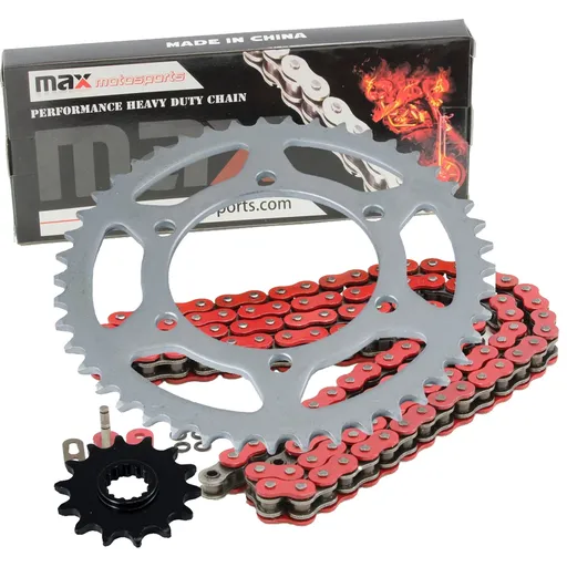 [203-SP080-O520-106-RD] Red O Ring Chain And Sprocket Set For 2008-2012 Kawasaki Ninja 250R