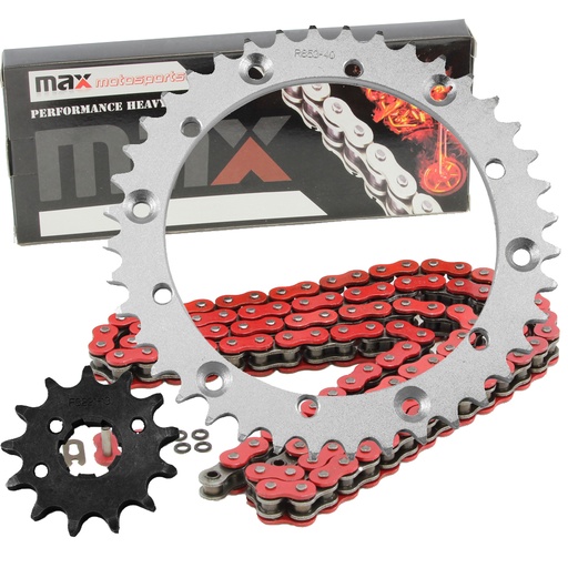 [SP09139-CH-N520-98-RD] 1989-2004 Yamaha Warrior 350 Chain And Sprocket Set Red