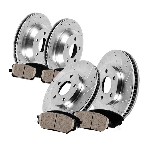 [210-BR306*2-406*2-106-206-ZZ15*15*10-ZZ14*14*10] 2006-2015 Chrysler 300 Dodge Charger Front Rear Drilled And Slotted Brake Rotors Included Ceramic Pads