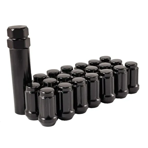 [253-LN013] 12 x 1.5 Black Lug Nuts & Lock Key 5x114.3 to 5x4.5 For Ford Chevy Honda Acura