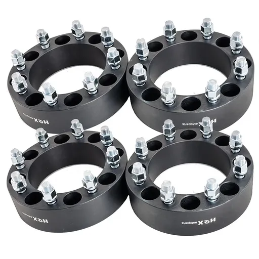 [227-WP309B*4] 8x6.5 2 inch Wheel Spacers 108mm Hub Bore 9/16" Studs For Dodge Ram 2500 3500 Ford F250 F350 Trucks Black 4pcs