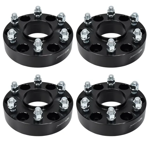 [227-WP314AV*4] 6x5.5 Wheel Spacers 6x139.7 1.5 inch Hubcentric 78.1mm Hub Bore M14x1.5 Studs For Chevy Silverado GMC Sierra Black 4pcs