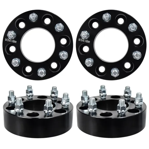 [227-WP316B*4] 6x135 Wheel Spacers 2 inch 87mm Hub Bore M14x2.0 Studs For Ford F150 Expedition 2004-2014 Black 4pcs