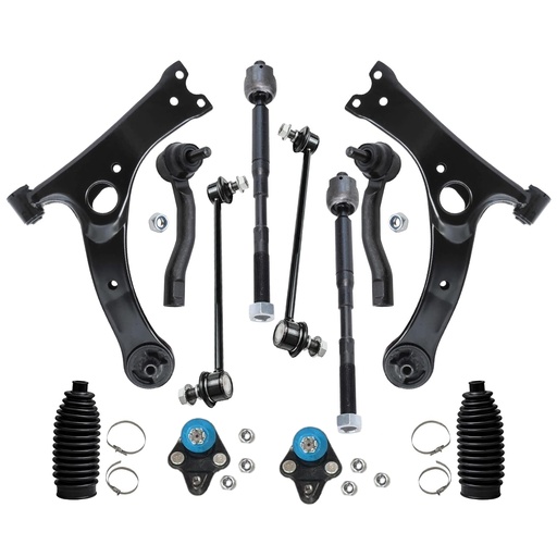 [SS21072] 12pcs Front Control Arm Ball Joint Sway Bar Tie Rod Suspension Kit Replacement For 2003-2008 Toyota Corolla All Models