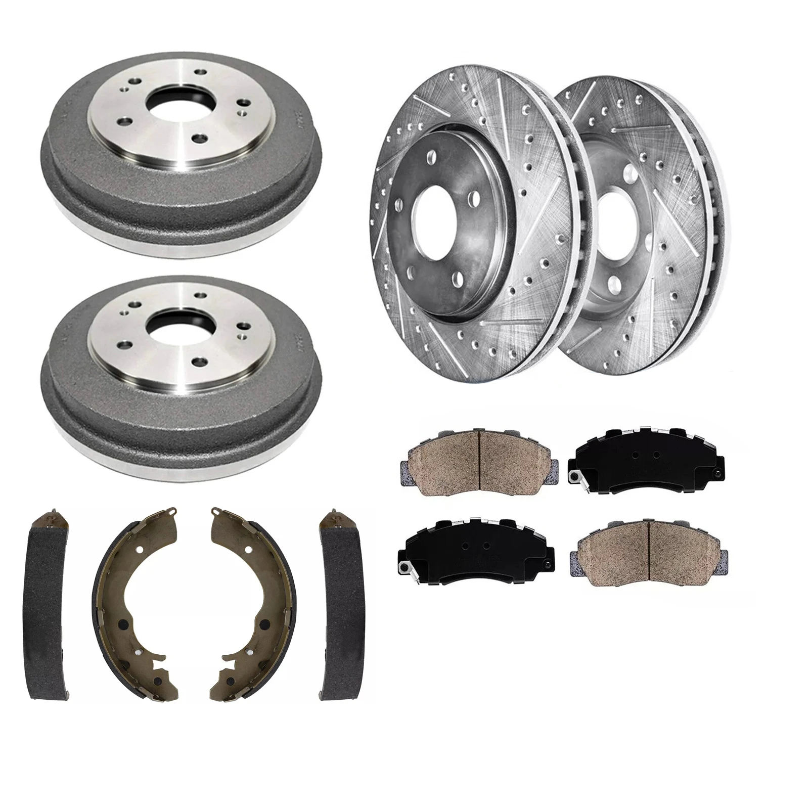Front+Rear] Drill Slot Brake Rotors Ceramic Pad Kit For 14 Chevrolet