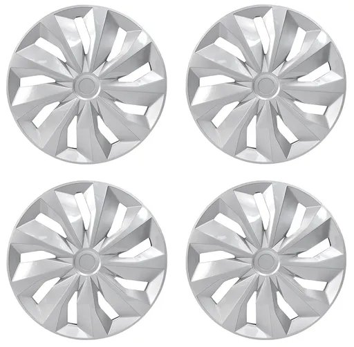 [WR21200] 14 inch Wheel Covers Full Rim Snap On Hub Caps For R14 Tire & Steel Wheels Set of 4 Silver TT Style