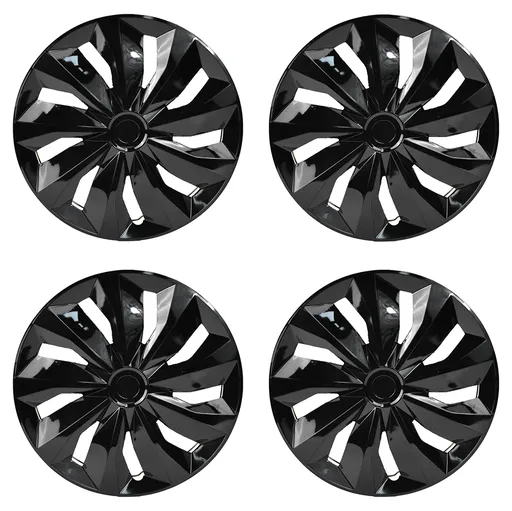 [WR21204] 15 inch Black Wheel Covers Full Rim Snap On Hub Caps For R15 Tire & Steel Wheels Set of 4 TT Style