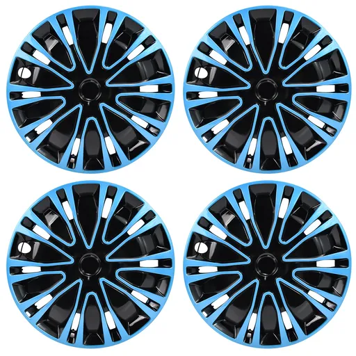 [WR22997] 14 inch Wheel Covers Full Rim Snap On Hub Caps For R14 Tire & Steel Wheels Set of 4 Black And Blue BK Style