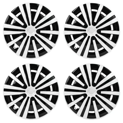 [WR23003] 16 inch Wheel Covers Full Rim Snap On Hub Caps For R16 Tire & Steel Wheels Set of 4 Black And Silver BG Style