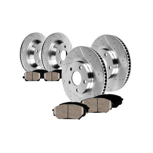 [BR07150*2-51A*2-09-10] 2010-2015 Lexus RX350 RX450h Front Rear Drilled And Slotted Brake Rotors Included Ceramic Pads