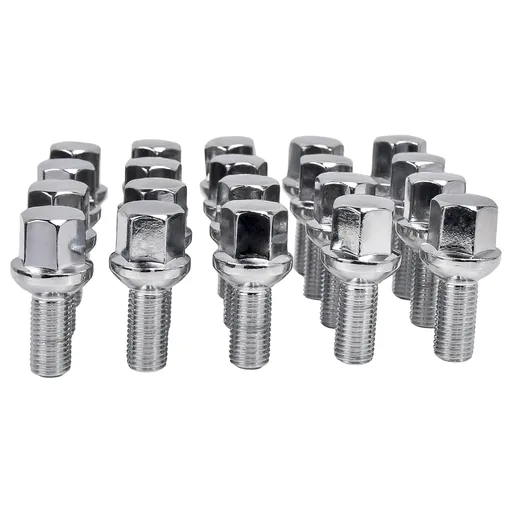 [LN23462] 12x1.5 Chrome Lug Bolts 28mm Shank Ball Seat For Mercedes Benz SL320 500 20pcs