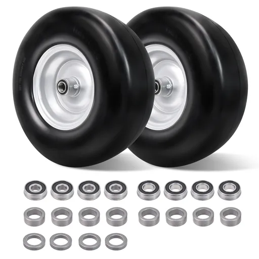 [MG23277] 2pcs 13x5x6 Flat Free Tire And Wheel With 3.3"-5.8" Centered Hub 3/4" or 5/8" Bearing For Lawn Mower Garden Tractor