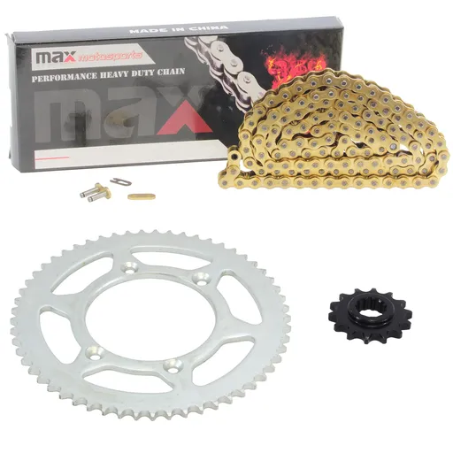 [203-SP090-N428-134-GD] Gold Drive Chain And Sprocket Set For 2003-2024 Suzuki DRZ125L 2003-2006 Kawasaki KLX125L