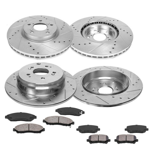 [BR07160*2-61*2-18-19] 2009 2010 2011 Honda Pilot Acura ZDX MDX Front Rear Drilled And Slotted Brake Rotors Included Ceramic Pads