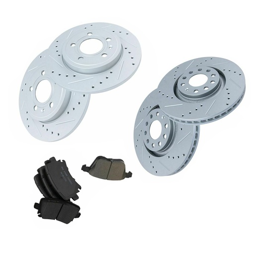 [BR07181*2-82*2-40-41] 2006 2007 2008 Audi A4 Quattro Front Rear Drilled And Slotted Brake Rotors Included Ceramic Pads